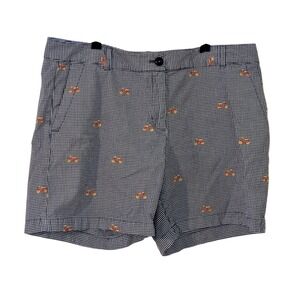 Talbots The‎ Weekend Chino Shorts 14P Petite Navy Gingham Scooter Embroidered